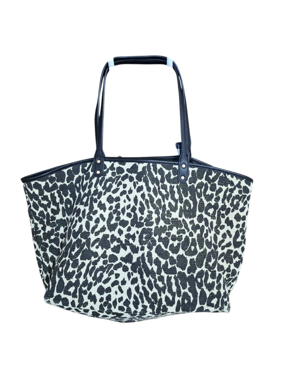 Women's Black & White Leopard Tote Bag